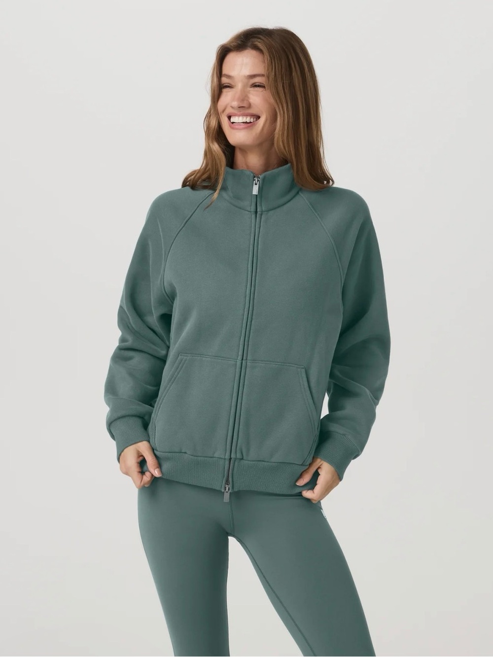 Restore Double Zip Sweatshirt in Agate, size large